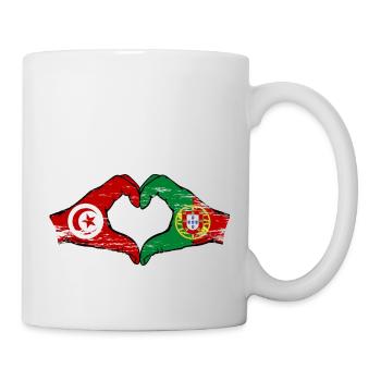 Tunisie Portugal Drapeau Mains Coeur Forme Utilisé - Mug blanc - blanc - Droite