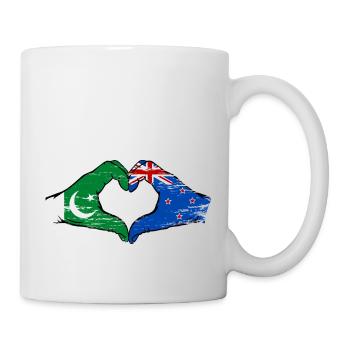 Pakistan New Zealand Flag Hands Heart - Mug - white - Right