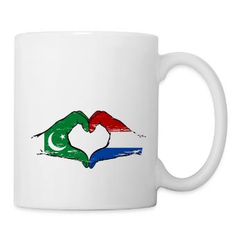 Pakistan Holland Flagge Haende Herzform - Tasse - Weiß - Rechts