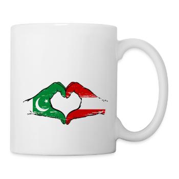 Pakistan Oesterreich Flagge Haende Herz - Tasse - Weiß - Rechts