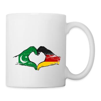 Pakistan Deutschland Flagge Haende Herz - Tasse - Weiß - Rechts