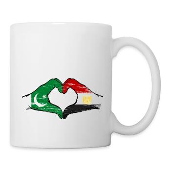 Pakistan Egypt Flag Hands Heart Shape - Mug - white - Right
