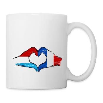 Luxemburg Frankreich Flagge Haende Herzform used - Tasse - Weiß - Rechts