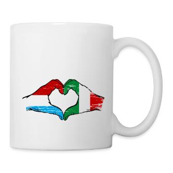 Luxembourg Italy Flag Hands Heart Shape Used - Mug - white - Right
