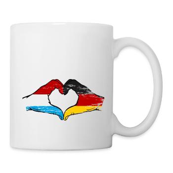 Luxemburg Deutschland Flagge Haende Herzform used - Tasse - Weiß - Rechts