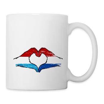 Luxembourg Hollande drapeau mains coeur utilisé - Mug blanc - blanc - Droite