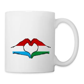 Luxembourg Hungary Flag Hands Heart Shape - Mug - white - Right