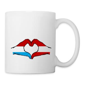 Luxembourg Austria Flag Hands Heart Shape - Mug - white - Right