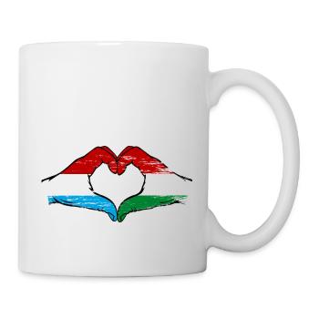 Luxembourg Hongrie drapeau mains forme de coeur utilisé - Mug blanc - blanc - Droite
