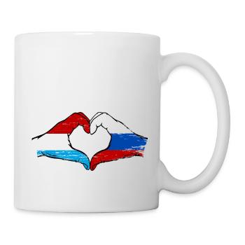 Luxembourg Russia flag hands heart shape used - Mug - white - Right