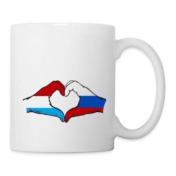 Luxembourg Russia Flag Hands Heart Shape - Mug - white - Right