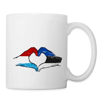 Luxemburg Estland Flagge Haende Herzform used - Tasse - Weiß - Rechts
