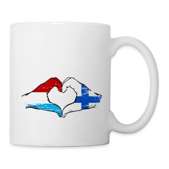 Luxemburg Finnland Flagge Haende Herzform used - Tasse - Weiß - Rechts