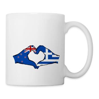 Neuseeland Griechenland Flagge Haende Herzform - Tasse - Weiß - Rechts