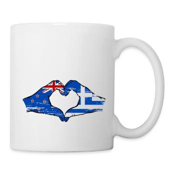 Neuseeland Griechenland Flagge Haende Herzform - Tasse - Weiß - Rechts