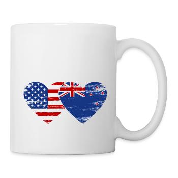 USA New Zealand Flag Heart Shape Used - Mug - white - Right