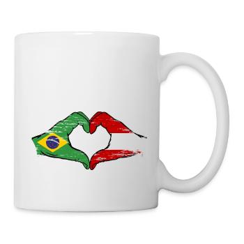 Brasilien Österreich Flagge Haende Herzform used - Tasse - Weiß - Rechts