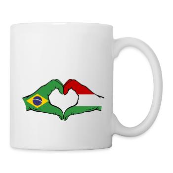 Brésil Hongrie Drapeau Mains Coeur Forme - Mug blanc - blanc - Droite
