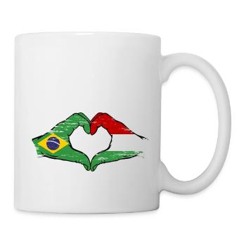 Brésil Hongrie Drapeau Mains Coeur Forme Utilisé - Mug blanc - blanc - Droite
