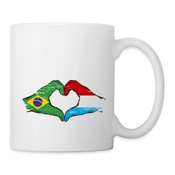Brésil Luxembourg Drapeau Mains Coeur Forme Utilisé - Mug blanc - blanc - Droite