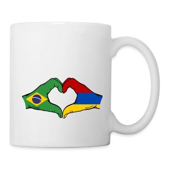 Brésil Arménie Drapeau Mains Coeur Forme - Mug blanc - blanc - Droite