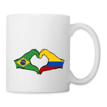 Brésil Colombie Drapeau Mains Coeur Forme - Mug blanc - blanc - Droite