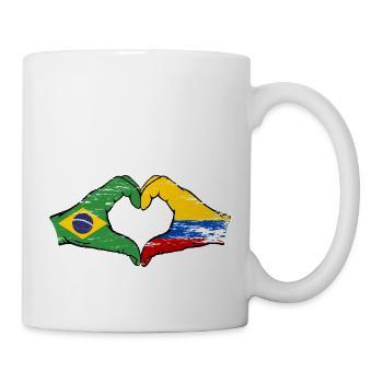Brasilien Kolumbien Flagge Haende Herzform used - Tasse - Weiß - Rechts