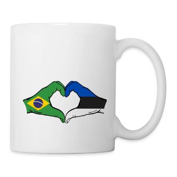 Brésil Estonie Drapeau Mains Coeur Forme - Mug blanc - blanc - Droite