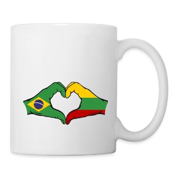 Brésil Lituanie Drapeau Mains Coeur Forme - Mug blanc - blanc - Droite