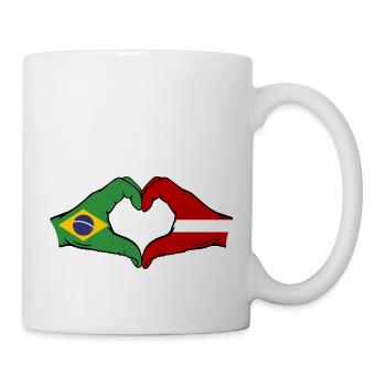 Brésil Lettonie Drapeau Mains Coeur Forme - Mug blanc - blanc - Droite