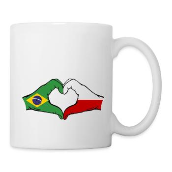 Brésil Pologne Drapeau Mains Coeur Forme - Mug blanc - blanc - Droite