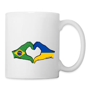 Brésil Ukraine Drapeau Mains Coeur Forme - Mug blanc - blanc - Droite