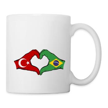 Türkei Brasilien Flagge Hände Herzform - Tasse - Weiß - Rechts