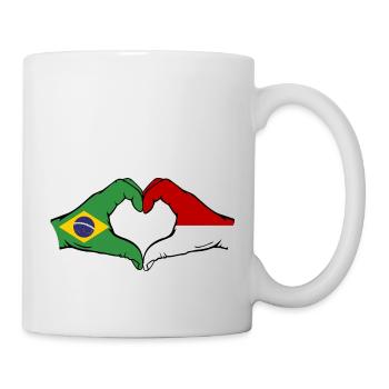 Brésil Monaco Drapeau Main Coeur Forme - Mug blanc - blanc - Droite