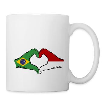 Brésil Indonésie Drapeau Main Coeur Forme - Mug blanc - blanc - Droite