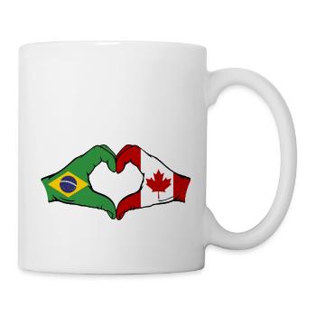 Brésil Canada Drapeau Mains Coeur Forme - Mug blanc - blanc - Droite