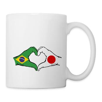 Brésil Japon Drapeau Mains Coeur Forme - Mug blanc - blanc - Droite