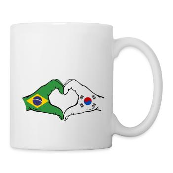 Brasilien Südkorea Hände Herzform - Tasse - Weiß - Rechts