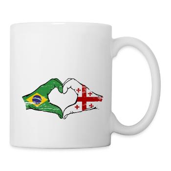 Brazil Georgia flag hands heart shape used - Mug - white - Right