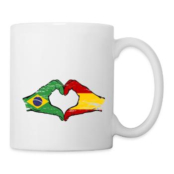 Brazil Spain Hands Heart Shape Used - Mug - white - Right