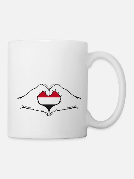 Jemen Flagge Herzform - Tasse - Weiß