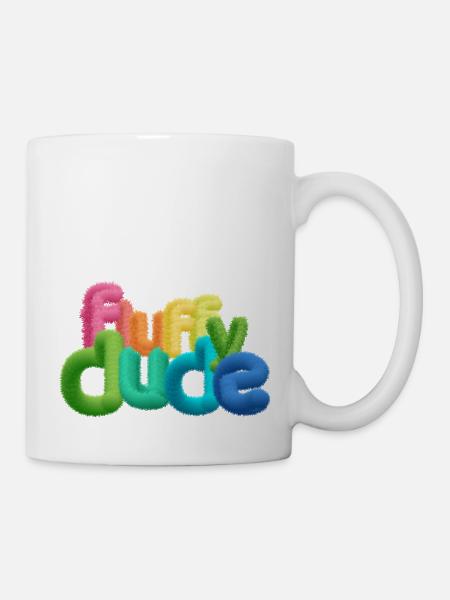 Fluffy Dude – Bunte 3D-Typografie mit plüschigem C - Tasse - Weiß