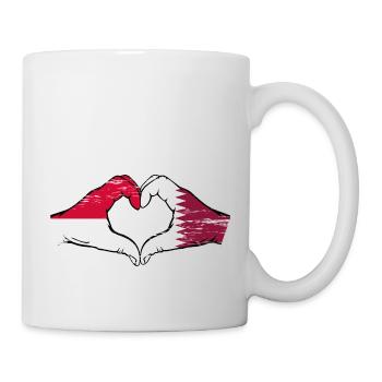 Monaco Katar Flagge Haende Herzform used - Tasse - Weiß - Rechts