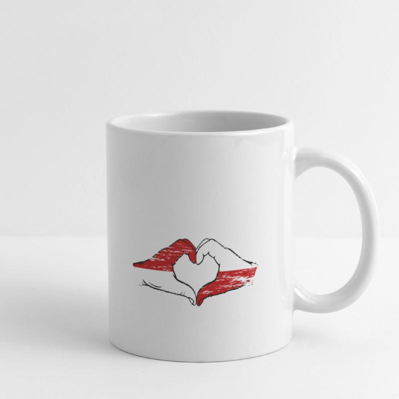 Drapeau de Monaco Pologne Forme de main Forme de coeur Utilisé Mug blanc