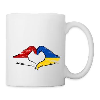 Monaco Ukraine Drapeau Forme Main Forme Coeur Utilisé - Mug blanc - blanc - Droite