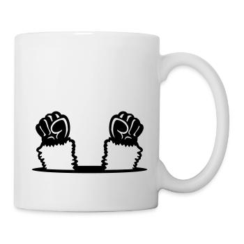 Les poings de lama soulèvent le trou de sol de la rébellion des singes - Mug blanc - blanc - Droite