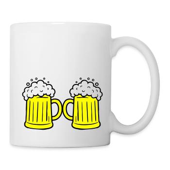 Bierglas Anstoßen - Tasse - Weiß - Rechts