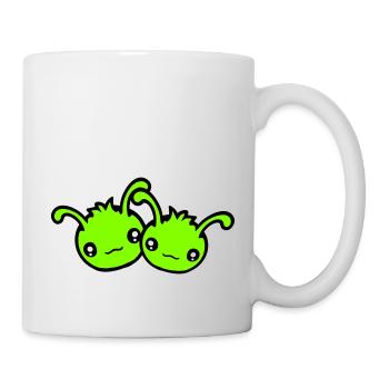 2 Raupe Alien Monster Team Freunde Paar Verliebt - Tasse - Weiß - Rechts