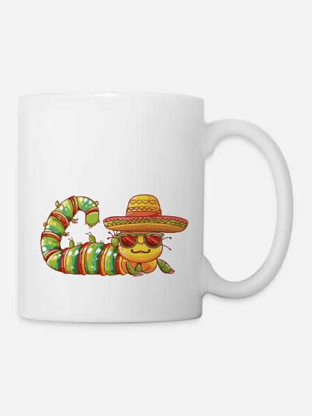Wurm Lustig Sombrero - Tasse - Weiß