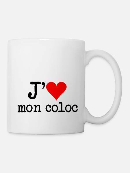 j'aime mon coloc - Mug blanc - blanc